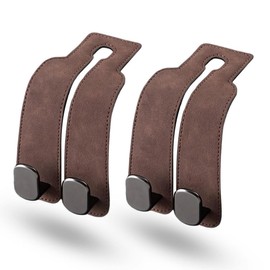 2 Pack Car Seat Hook for Headrest with Double Hooks, Flexible Leather Car Back Seat Holder for Purses Handbag Grocery Bags, 2-in-1 Purse Hanger Car Storage Organizer, Vehicle Interior Accessories