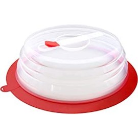 PlateTopper Collapsible Microwave Food Plate Cover Lid – Microwave Splatter Guard w Steam Vent - BPA Free & Non Toxic - Easy Grip Handle – Dishwasher Safe – Airtight Suction Ring for Food Storage