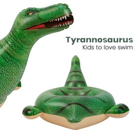 Lifelike inflatable dinosaur pool floats kids swimming pool ring kids pool toys for toddlers ages 312 boys girls - Color: Green, Size: Default