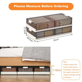 GAOMON 2-Pack Under Bed Storage Bins with Lids and Latches, Clear Plastic Stackable Organizer Boxes for Clothes, Shoes, Towels, and Bags, Underbed Storage Containers, Cream White