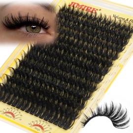 JIMIRE 200D Thick Cluster Lashes 12-24MM Volume D Curl Individual Eyelashes Dramatic Look Thick Fluffy Lash Clusters 208Pcs Pack