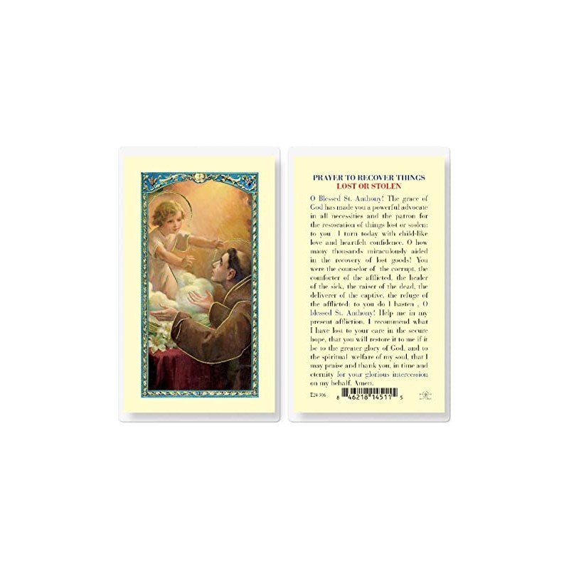 Prayer to Recover Things Lost or Stolen St. Anthony Laminated