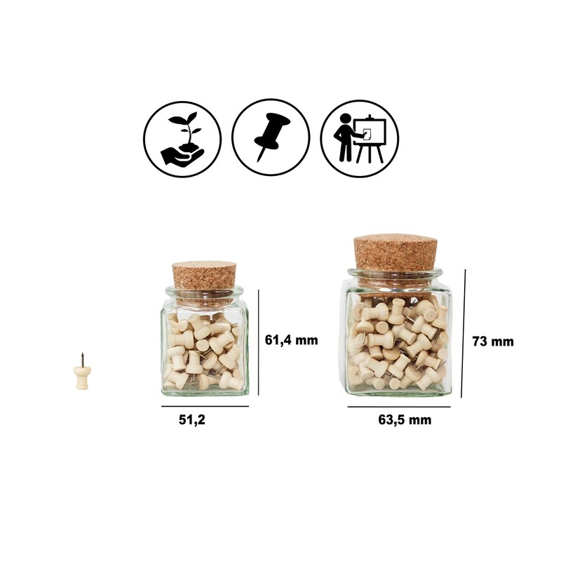 Real Wood Pin Needles in Elegant Cork Glass, Environmentally Friendly