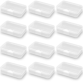 Farmer Mani 12Pcs Rectangular Mini Plastic Storage Containers (3.46 x 2.28 x 0.79 inch), Small Plastic Clear Beads Storage Containers Box for Beads, Small Items etc