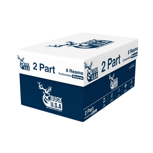 Buck 2 Part Reverse Digital Carbonless NCR Paper, 8 Reams,