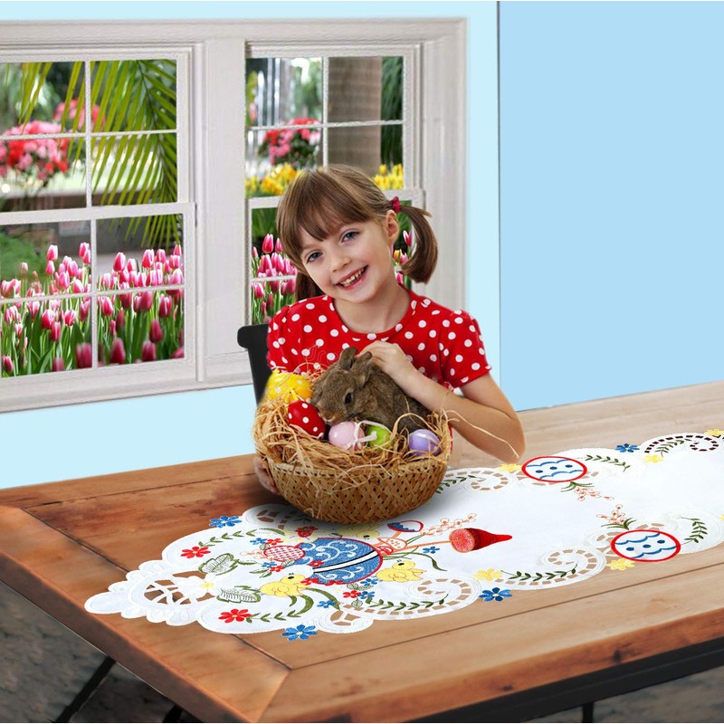 Simhomsen Embroidered Small Chicks Square Tablecloth for Easter Holiday or