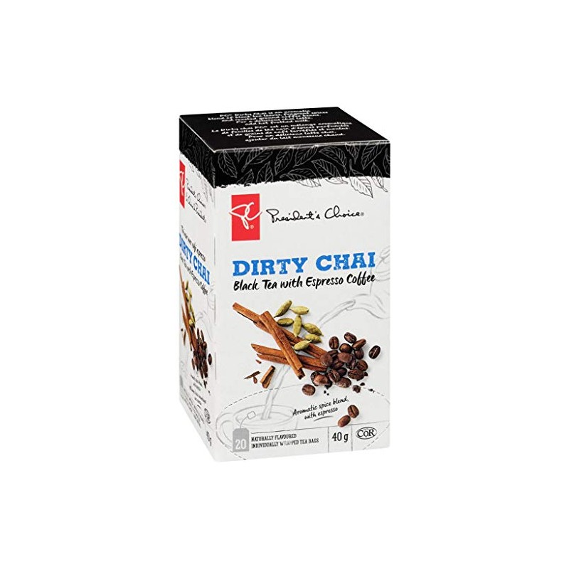 PC Dirty Chai Black Tea + Espresso Coffee, 20ct, 40g,