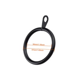 iPEAK Curtain Rings Hooks, Metal Curtain Rings Hanging Hooks For Curtain Rods Holder Pole, 30mm Internal Diameter (12 Pack Black)