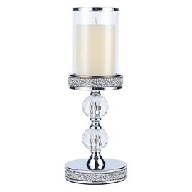 Candelabros para velas de pilar, candelabros de cristal de pilar, soporte para velas para bodas, mesa de centro de mesa, decoración del hogar CH00XM