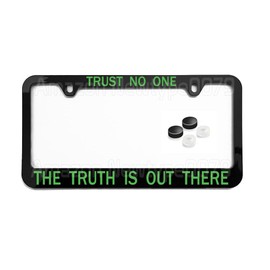 License Plate Frame, Trust No One The Truth is Out There, with Screw Caps, Tag Cover, Car Frame, Auto Accessories, Cool Decoration, for USA & Canada License Plate Frame