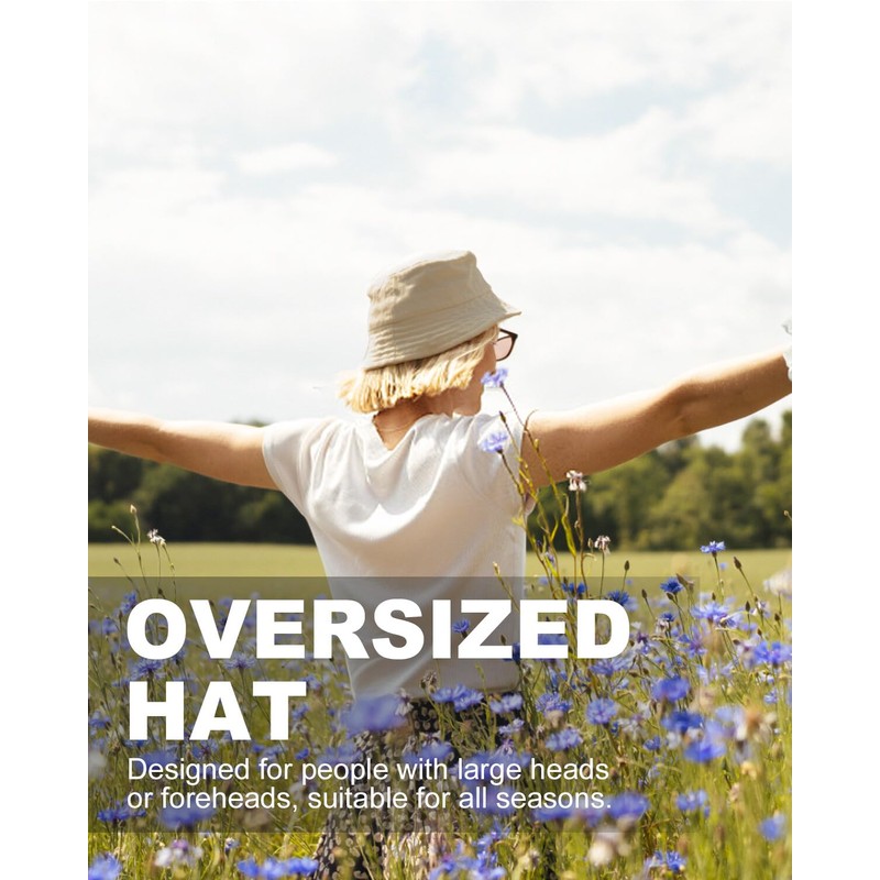Zylioo XXL/3XL Reversible Bucket Hats for Super Big Heads,Double Sided