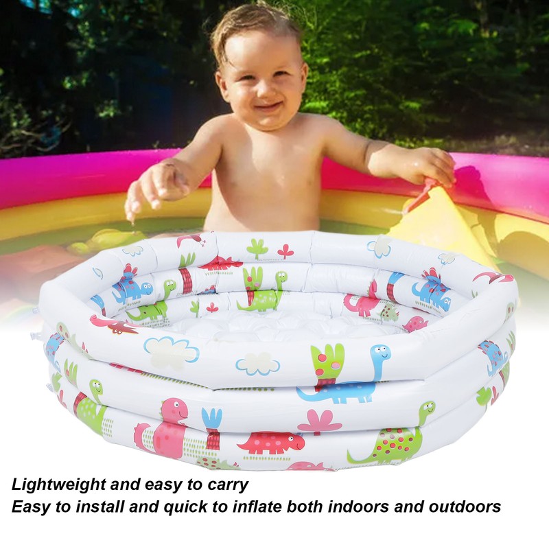Inflatable Kiddie Pool PVC 31.5 Inch Cartoon Dinosaur Round Outdoor