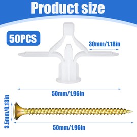 CPJJ Plasterboard Dowels, 50 Pairs of Plasterboard Dowels, Cavity Dowels with Screws, Screws, Aircraft-Shaped Cavity Dowels, Dowels for Plasterboard, Concrete, Brick, black