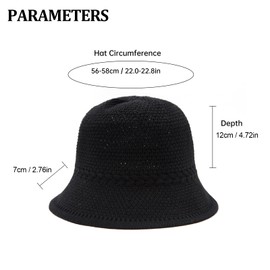 YAMEIZE Straw Bucket Hat for Women - Summer Packable Lightweight Beach Sun Hat Cap Travel Outdoor Black