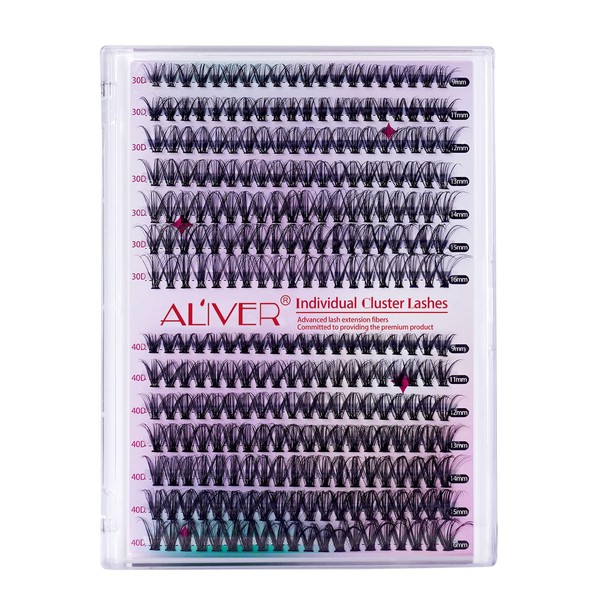 PEPHUCA Eyelash Extensions Cluster Lashes False Eyelash Extension Kit 9-11-12-13-14-15-16 mm Mixed Length 280 Pieces 30D + 40D D Curl Wispy Clusters Natural Look DIY at Home