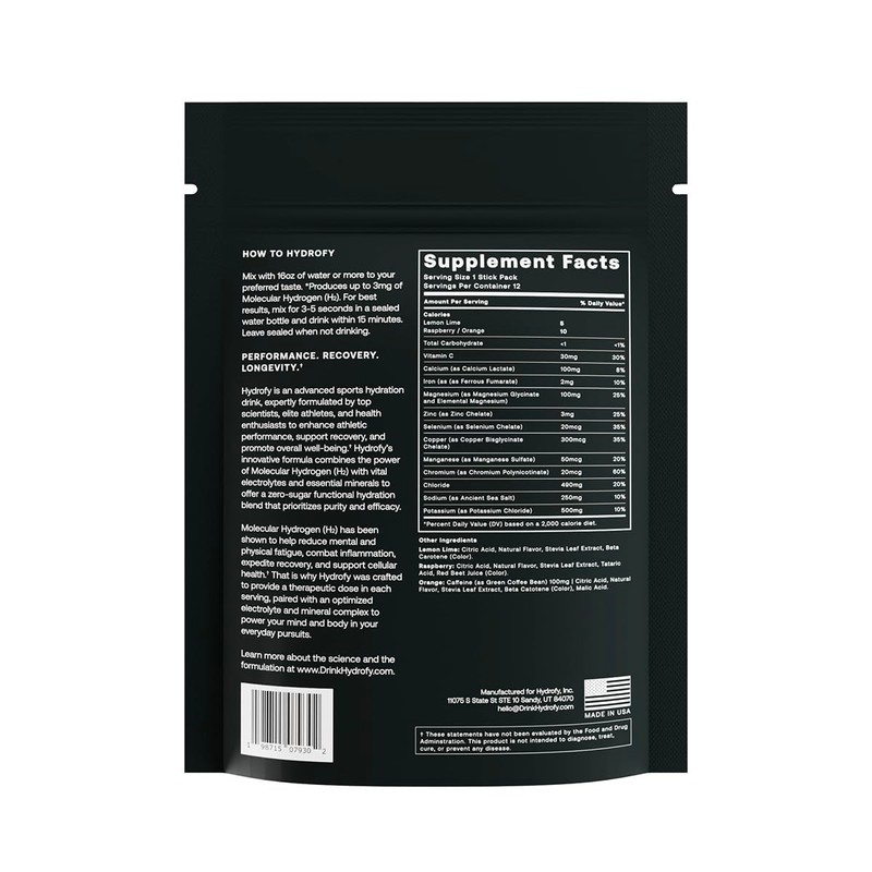 Hydrofy Hydrogen Water + Electrolytes Drink Mix - Variety Pack