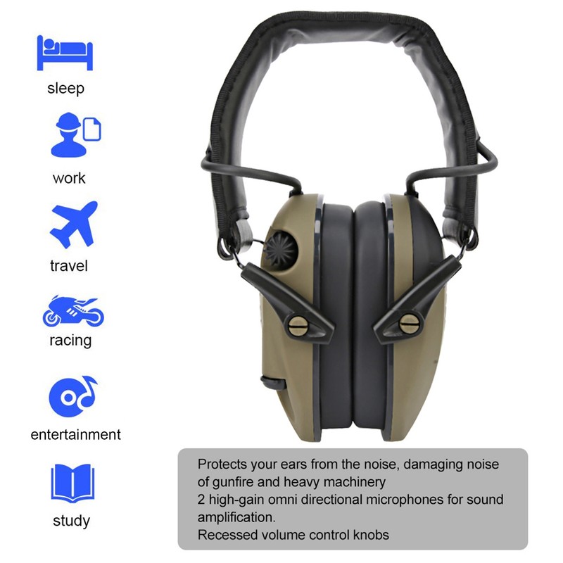 Foldable AntiNoise Earmuffs Soundproof Ear Defenders Protection for Working Hunting(Military