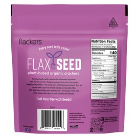Flackers Organic Flax Seed Crackers Cinnamon & Currants, Gluten Free, Non GMO, Vegan, Naturally Sweet, 5 Ounce 4-Pack