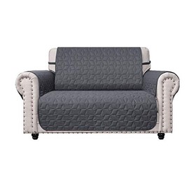 Ameritex Loveseat Cover Water-Resistant Quilted Furniture Protector with Back Nonslip Paws Slipcover for Dogs, Kids, Pets Loveseat Slipcover Stay in Place for Leather (Dark Grey, 46'')