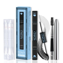 KevKev Lash Bond and Seal Lash Glue WaterProof Eyelash bond and Seal for Lash Clusters with Lash Brush Remover Cotton Swabs Lash Cluster Glue 72 Hours Strong Hold(10ml, Black Bond and Seal)