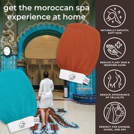Natural Elephant Exfoliating Hammam Glove | Authentic Moroccan Kessa Body Scrub Mitt for Spa-Quality Skin Renewal (Chocolate Brown Single)