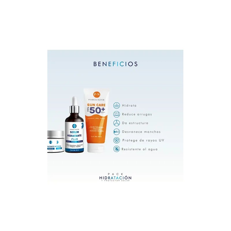 Kit Pureza Natur Protector Solar Pack Hidratante Serums