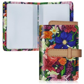 DEEZOMO PU Leather Credit Card Holder for Women, Small RFID Wallet Slim 26 Pockets Leather Card Organizer Case with Sturdy Button Colorful Patterns