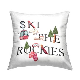 Stupell Industries Ski The Rockies Seasonal Winter Sports Typography Design by Ziwei Li Throw Pillow, 18 x 18, Multi-Color