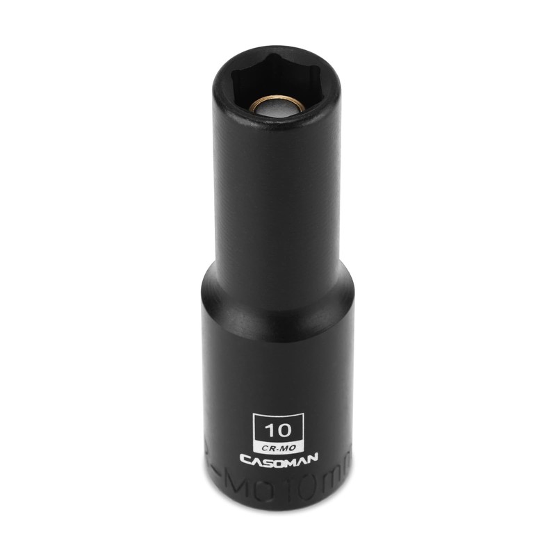 CASOMAN 3/8" Drive 10mm Deep Magnetic Impact Socket, Metric, 6-Point,