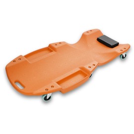 Auto Dynasty 47 Inches Mechanic Creeper, Automotive Garage Repair Low Profile Under Car Rolling Creeper with Padded Headrest, Plastic, Orange