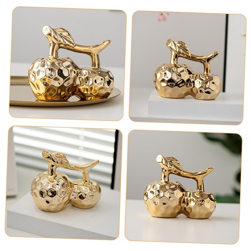 GLEAVI Ceramic Cherry Figurine Large Decorative Fruit Sculpture for Home