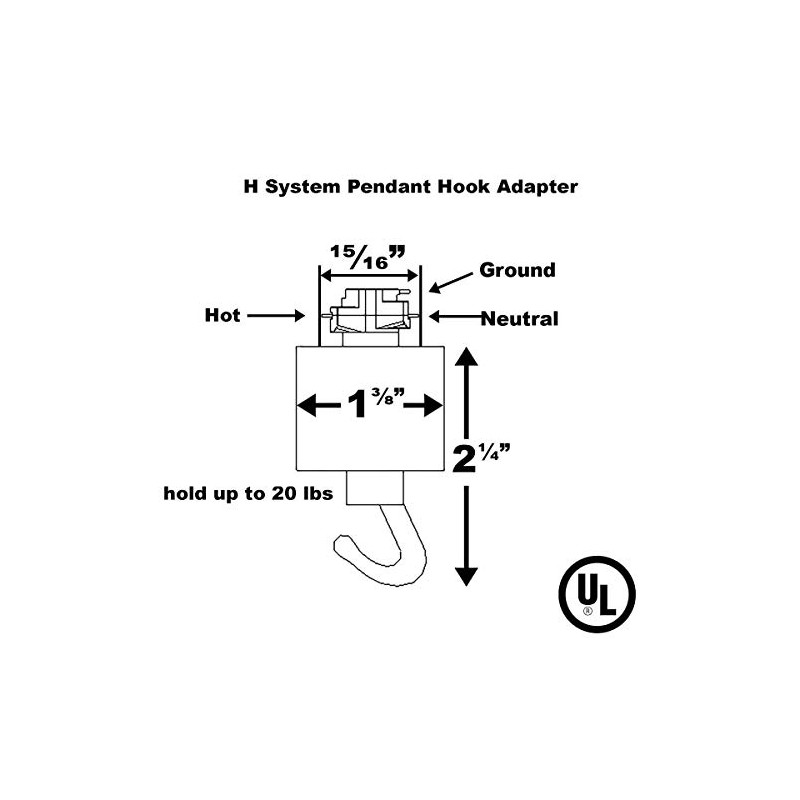 Direct-Lighting H System Track Adapter with Hook H870-WH (White)