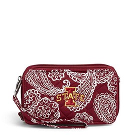 Vera Bradley Women's Cotton Collegiate All in One Crossbody Purse With RFID Protection (Multiple Teams Available), Iowa State University Cardinal/White Bandana, One Size