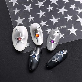 14 Sheets Star Nail Art Stickers 3D Self-Adhesive Nail Art Stickers Star Designs Self-Adhesive Nails Stars Decals for Women Manicure Tips Decoration Supplies