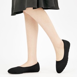 Reimferce Flats for Women Ballets Shoes: Black 7.5 Comfortable Knitted Dressy Work Flats - Ladies Wedding Flat Casual Shoes