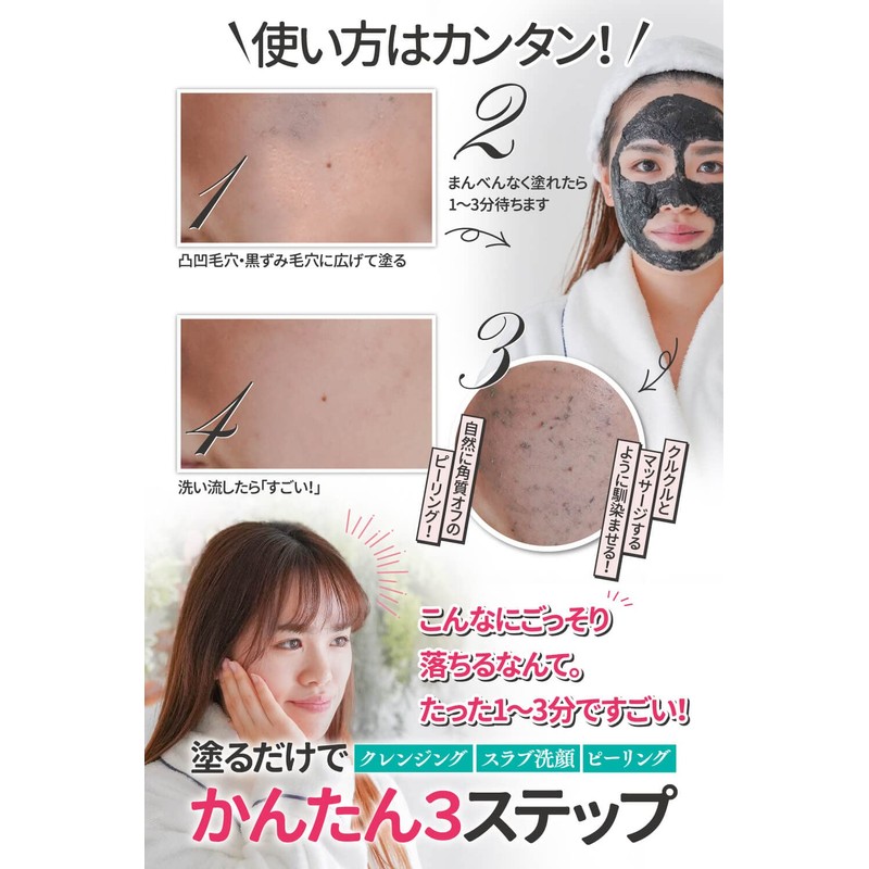 Charcoal Mud Cleansing, Oily Skin, Pore Care, Scrubs, Peeling, Blackheads,
