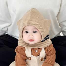 Baby Balaclava Hat, Warm Autumn & Winter Ear Protection for Infants & Kids lf1555 Free Size / Pink + Recommended 6 Months-3 Years + 42-50cm Elastic 4ea