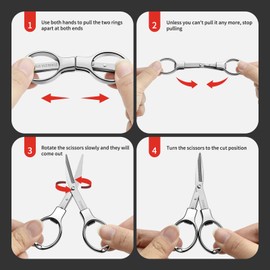 Folding Scissors 2 PCS Portable Keychain Travel Retractable Knife, Secure Portable Scissors for Home, Office, Fishing