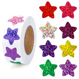 Anwyll Star Stickers,500Pcs 1Inch Foil Shiny Glitter Star Stickers for Kids Reward,Self-Adhesive Colorful Star Incentive Stickers Roll for Envelope Seal Birthday Party Wedding Classroom Teacher Supply