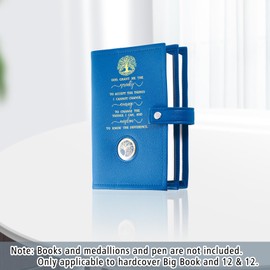LParkin Double AA Big Book Cover with Coin Holder, PU Leather AA Book Covers for Hardcover, Fits AA Big Book and 12 Steps & 12 Traditions, Premium Design God Grant Me The Serenity Cover