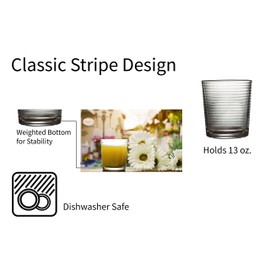Palais Glassware Striped Collection; Striped Clear Glass Set