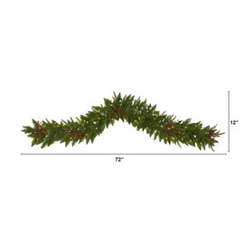 Nearly Natural 6ft. Christmas Pine Artificial Garland with 50 Warm White LED Lights and Berries