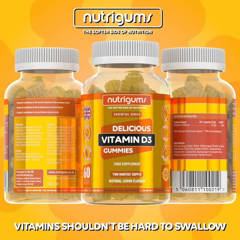 Vitamin D3 | 60 Lemon Flavour Gummies | Two Month