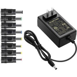 Kado AC/DC Power Adapter 12V-3A 2.5A 2A 1.25A 1A Power Cord 5.5x2.1mm with 8 Tips Made for Sceptre Monitor, Echo Smart Speaker & Display, Webcam, Router, Mini PC, Projector, CCTV, Bluetooth Speaker