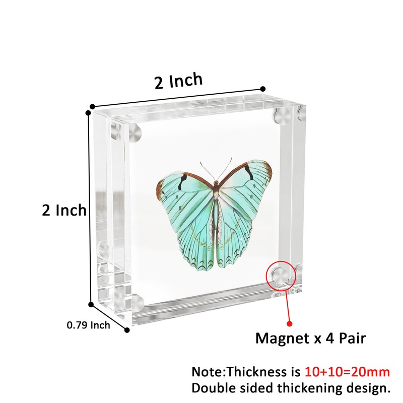 Mini Clear Picture Frame 2x2, Magnetic Acrylic Frame Double Sided