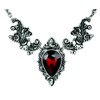 Ivy Leaf Red Stone Gothic Victorian Style Necklace Deathrock Pendant