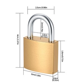 Pack of 4 Brass Weatherproof Padlocks with Keys, Padlock with Key, Suitcase Lock Padlock for Lockers, Cupboards, Garage, Garden, Tool Boxes Lock