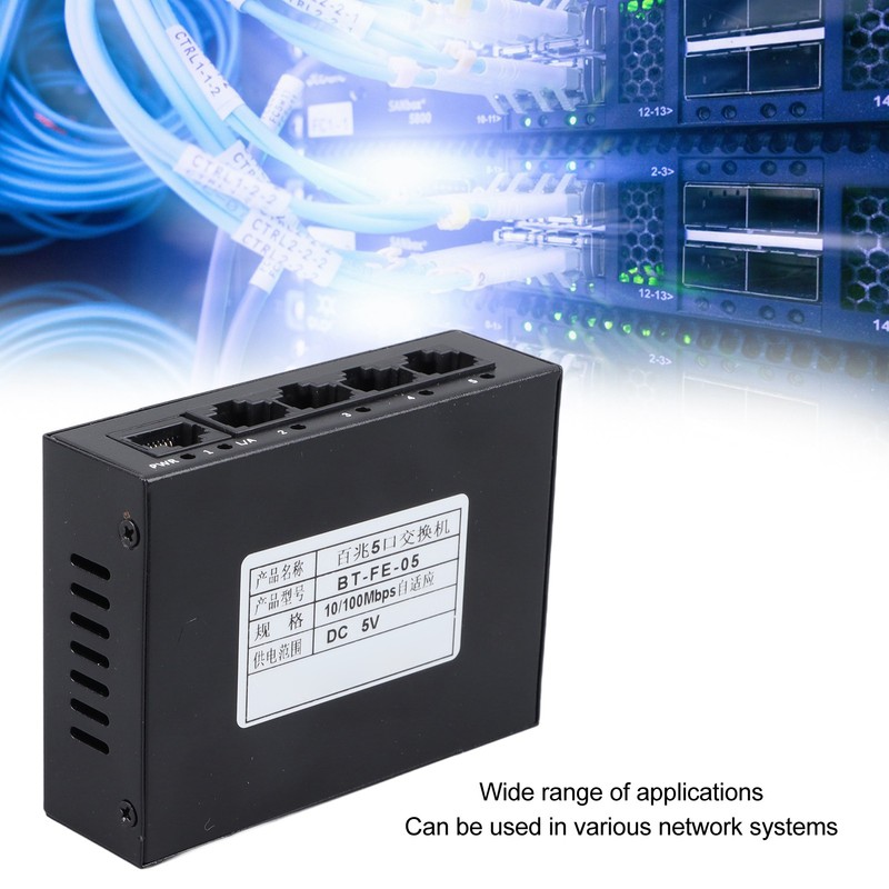 5 Port Ethernet Switch Professional High Speed 10 100Mbps Iron