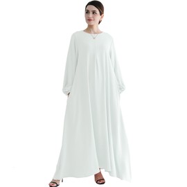 Jazvano Women Classic Abaya Dress Eid Prayer Clothes Dubai Women Robe Islamic Salah Muslim Robe Soft Jilbab