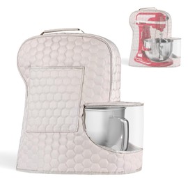 Stand Mixer Dust Cover Compatible with KitchenAid Mixer - Storage Bag for 6/7/8 Quart Bowl Lift with Pockets for Accessories and Attachments(Khaki,Fits for 6-8 Quart）
